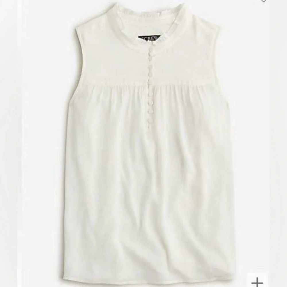 J.Crew Sleeveless button-front ruffleneck popover Size S NWT